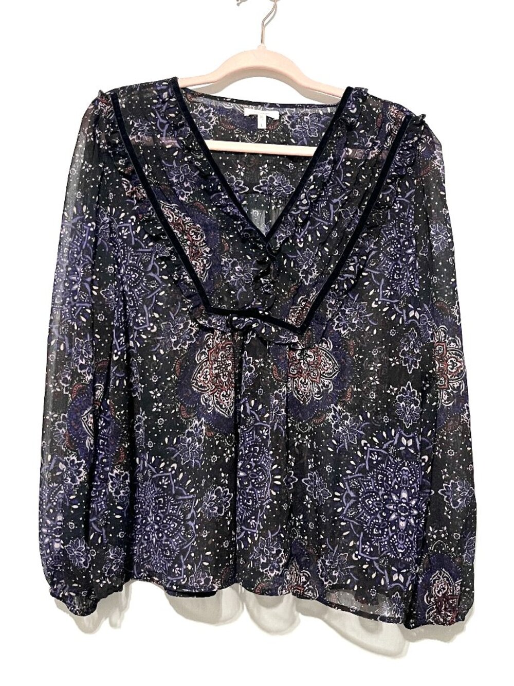 Womens Sheer Fairy Grunge Peasant Blouse L Whimsigoth Apothecary Mystical Boho